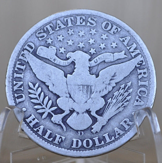 1907-D Barber Silver Half Dollar - G (Good) Condition - Denver Mint - 1907 Silver Half Dollar - 1907-D Half Dollar - 1907 Barber