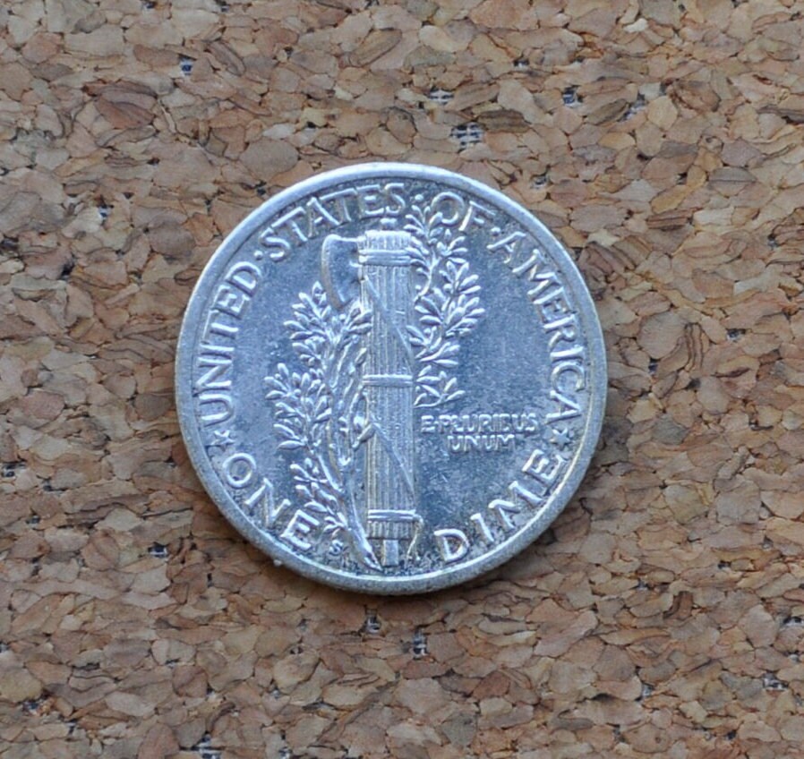 1942-S Mercury Dime - AU (About Uncirculated) - San Francisco Mint - 1942 S Winged Liberty Head Dime - 1942 S Silver Dime - AU