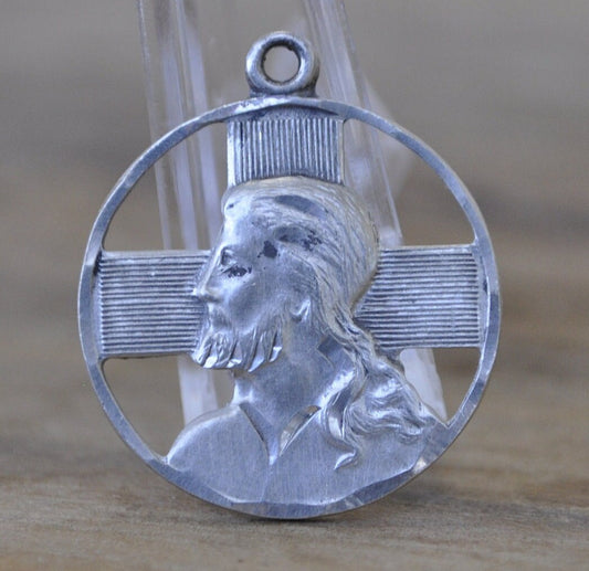 Vintage Sterling Silver Jesus Pendant - Sterling Silver Jesus Pendent for a Necklace - Religious Medallion