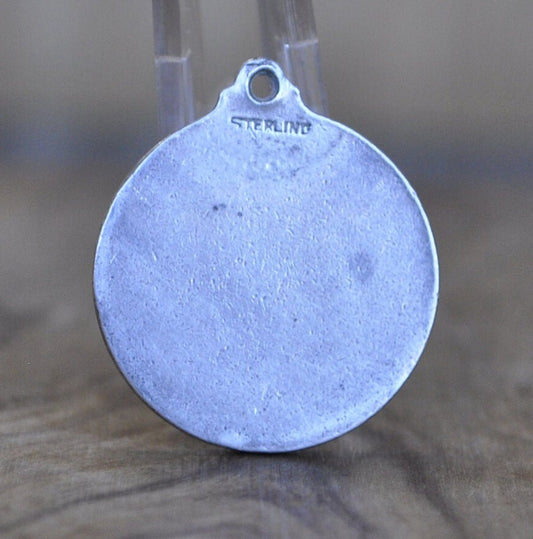 Antique Sterling Silver St. Christopher Pendant - Catholic Safe Journey Token Silver - St. Christopher Protect Us - Silver Pendent