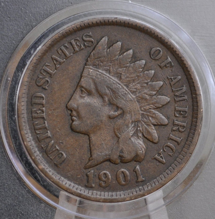 1901 Indian Head Penny - F (Fine) Grade / Condition - 1901 Indian Head Cent - 1901 Cent - 1901 Penny