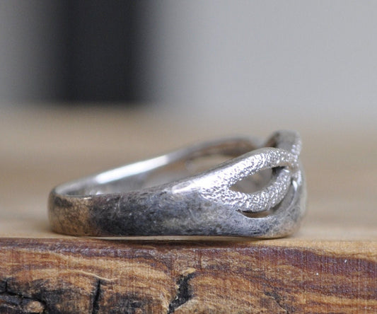 Antique Silver Braided Ring - Vintage Ring Silver - Size 9 Ring Size 9 (18.9 MM Band) - Lovely Piece - 925 Silver / Sterling