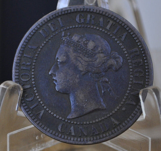 1876 Canadian One Cent - VF (Very Fine) Grade / Condition - Queen Victoria - 1876 Large Cent - 1876 Penny Canada 1 Cent 1876