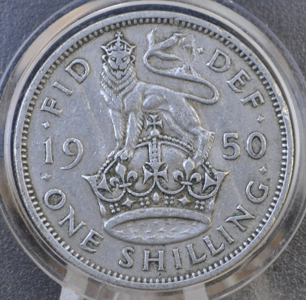 1950 One Shilling English - 1 Shilling UK - King George VI - F-VF (Fine to Very Fine) Condition - Great for Gifts, Crafts, Jewelry