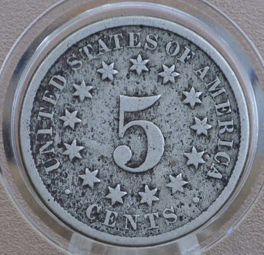 1874 Shield Nickel - G (Good) Grade / Condition - 1874 Nickel US Nickel 1870s - Shield Type Nickel 1800's - Lower Mintage Date