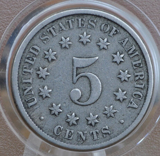 1873 Shield Nickel Open 3 - F (Fine) Grade / Condition - 1873 Nickel Open 3 Variety - Shield Type Nickel 1800's - Great Date & Grade