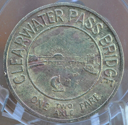 Florida Transit Tokens - Florida Token / Sparkling Clearwater Florida - Vintage State Toll Tokens - Broad Causeway FL and Clearwater FL