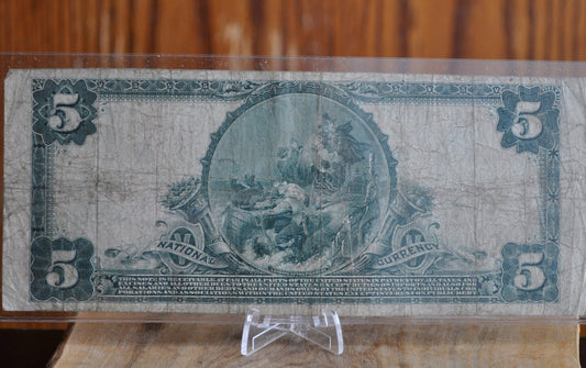 1902 Series 5 Dollar National Currency Note CH#1368 - F (Fine) - National Bank Derby Line Vermont 1902 Five Dollar Bill Large Note Ch1368