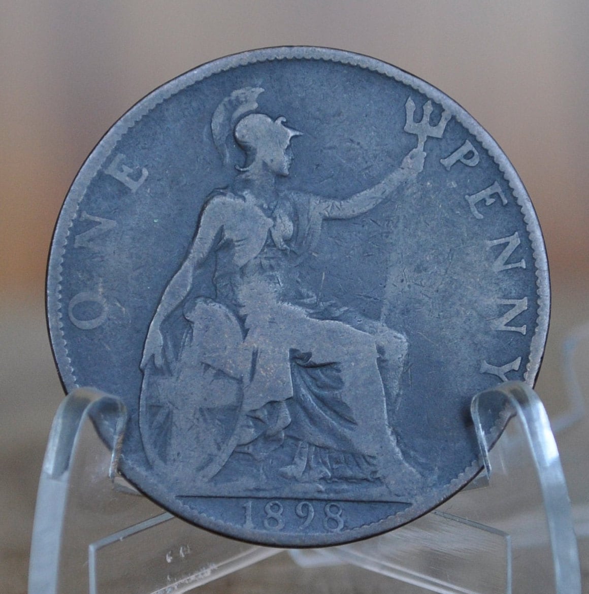 1898 Great Britain One Penny - VG/F (Very Good to Fine) Condition - UK Large Penny 1898 - Queen Victoria 1 Penny - Bronze - UK penny Old Head 1898