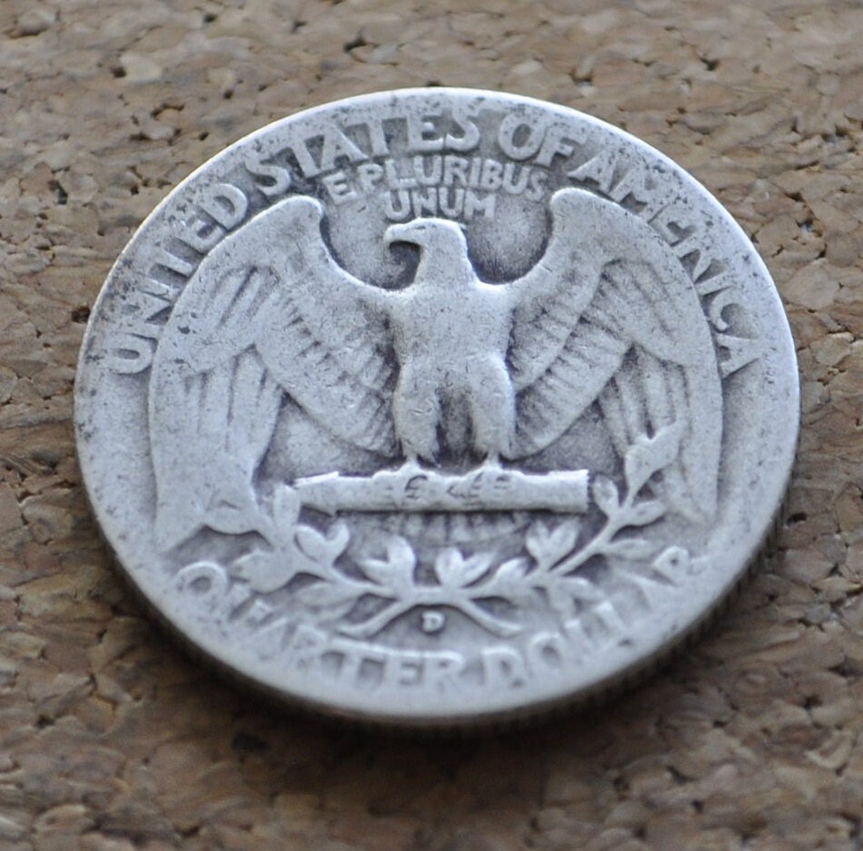 1947 D Washington Silver Quarter - Denver Mint - 1947 D Washington - 1947 D Quarter - 1947 Quarter - 1947 Washington