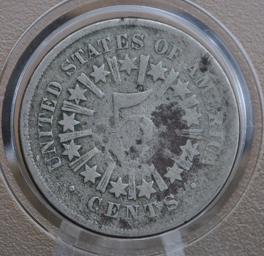 1866 Shield Nickel With Rays - G (Good) Condition - 1866 Nickel - Shield Type Nickel 1800's - Shield Nickels