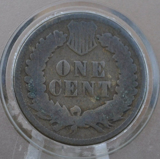 1873 Indian Head Penny - AG (About Good), Damaged - Good Date, Harder To Find - Indian Head Cent 1873