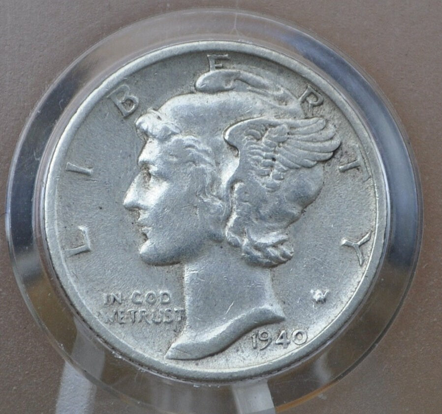 1940-S Mercury Silver Dime - XF-AU (Extremely Fine +) Grade / Condition - 1940 S Silver Dime 1940 S Winged Liberty Head Dime 1940 S