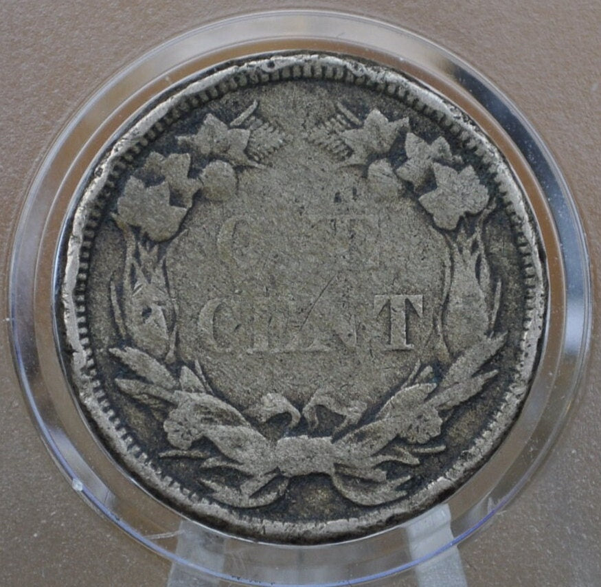 1858 Flying Eagle Penny - F-VF (Fine to Very Fine) Details, with Some Rim Indentation - Rarer Penny Type - 1858 Cent - 1858 Eagle Cent