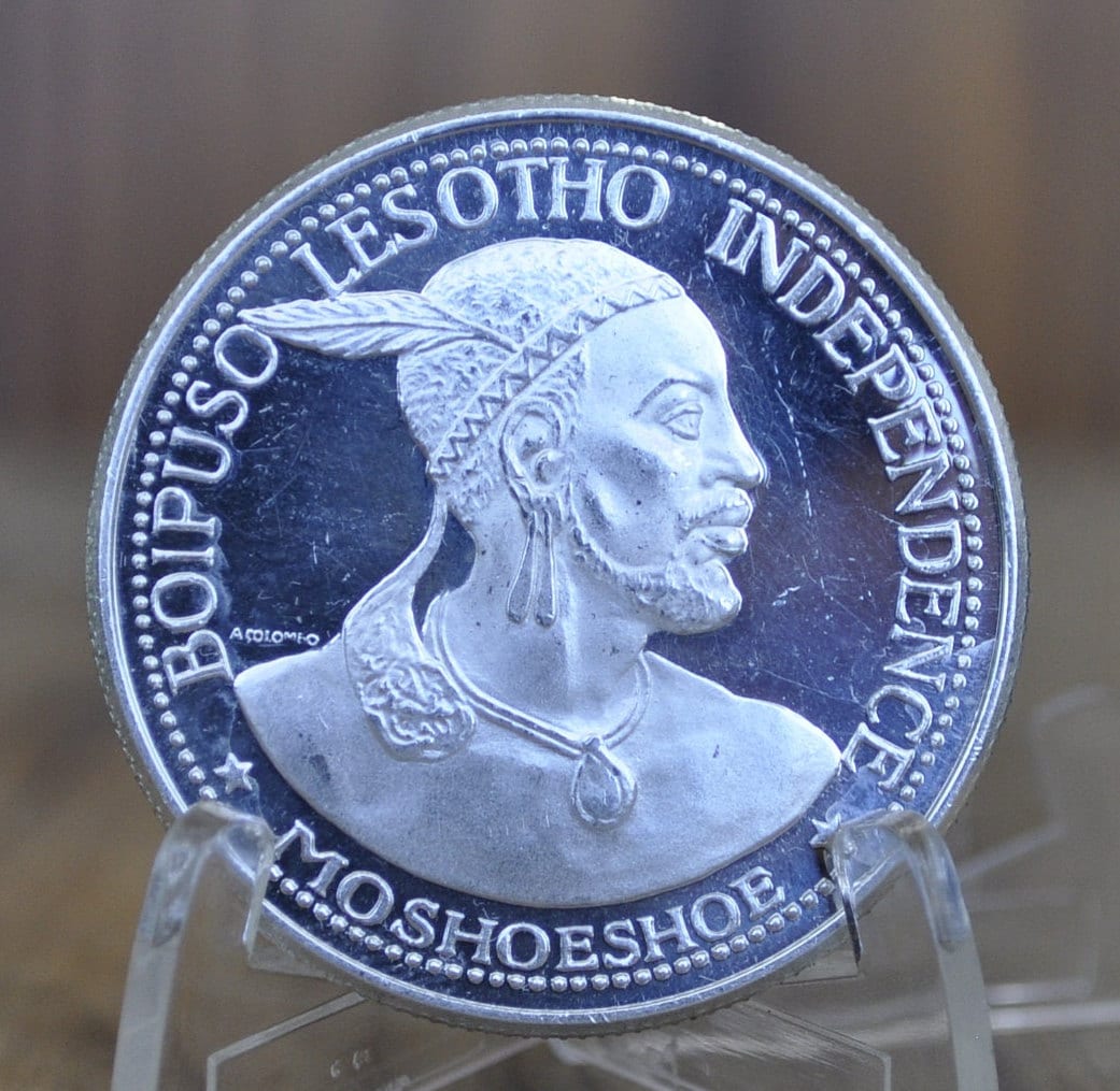 1966 Silver 50 Licente Lesotho Independence Proof - Proof Strike - Moshoeshoe Silver Fifty Licente Coin - 90% Fine Silver