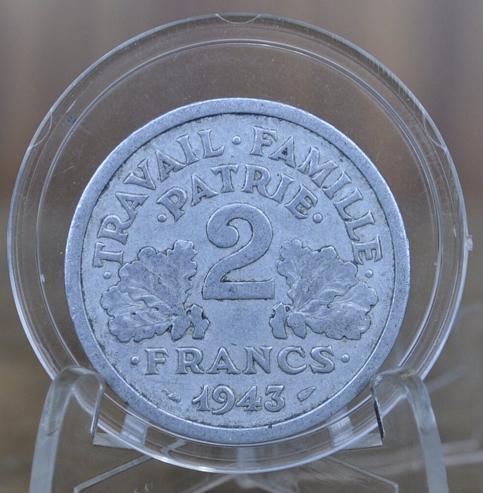 1940's-1950's 2 Franc French Coins - Excellent Condition - French Two Franc Coin - 2 Fr / 2 Francs - Light Metal- Great for gifts/jewelry