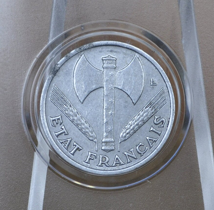 1940's French 50 Centimes Coin - BEAUTIFUL Condition, Small - 50 Centimes Coin - Light Weight- Perfect for Collectors, Parties, or Jewelry