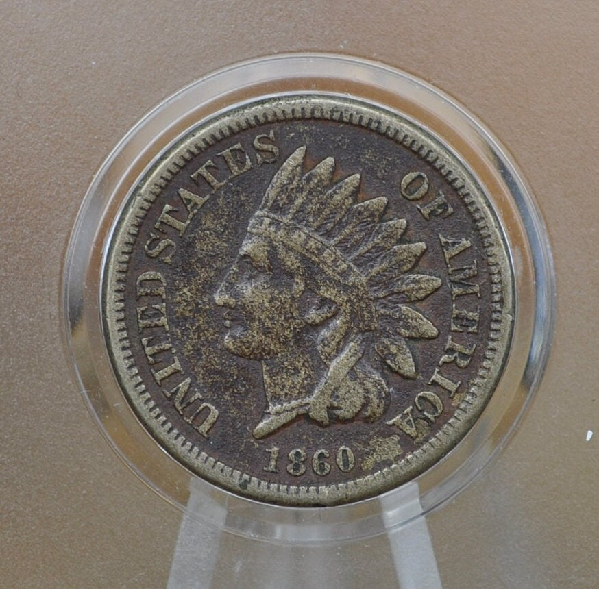 1860 Indian Head Penny - VF details with prior corrosion - Third year of production - 1860 Indian Head Cent 1860