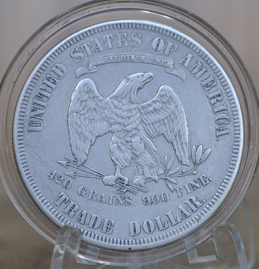 1877 Trade Dollar - XF (Extremely Fine) Details; Likely Cleaned - 1877 Authentic US Trade Dollar 1877 - Authentic Silver US Trade Dollar