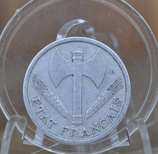 1940's-50's French 1 Franc Coin - BEAUTIFUL Condition - One Franc Coin 1940-1950 - Light Weight- Perfect for Collectors, Parties, or Jewelry