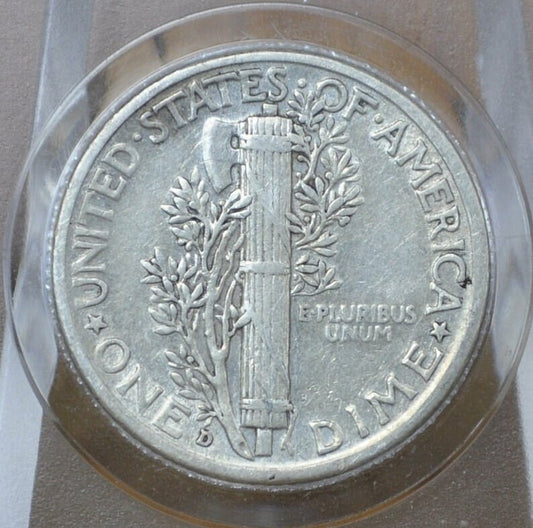 1940-D Mercury Silver Dime - VF/XF (Very to Extremely Fine) Grade / Condition - Denver Mint 1940D Winged Liberty Head Dime 1940 D Dime