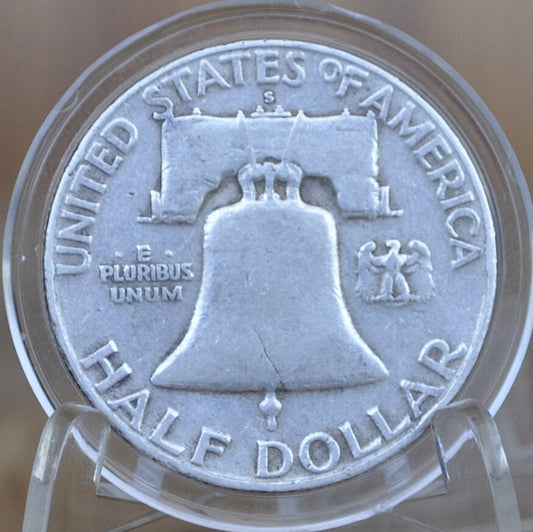 1952-S Franklin Silver Half Dollar - F-XF (Fine to Extremely Fine) -San Francisco Mint- Silver Half Dollar 1952 S Franklin - 1952 S Half