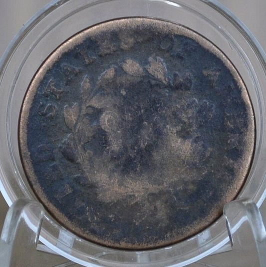 1800 Draped Bust Large Cent, Counter Stamped - AG (About Good) Details - US Large Cent 1800 One Cent US - Damaged By Stamp