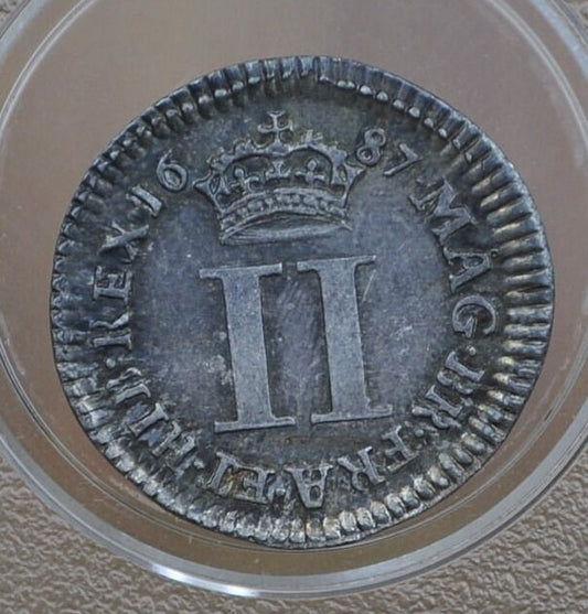 Set of 1687 UK 1,2,3 & 4 Pence, XF-Uncirculated - 1687 Onepence, 1687 Twopence, 1687 Threepence, 1687 Fourpence - James Ii - Very Rare Set