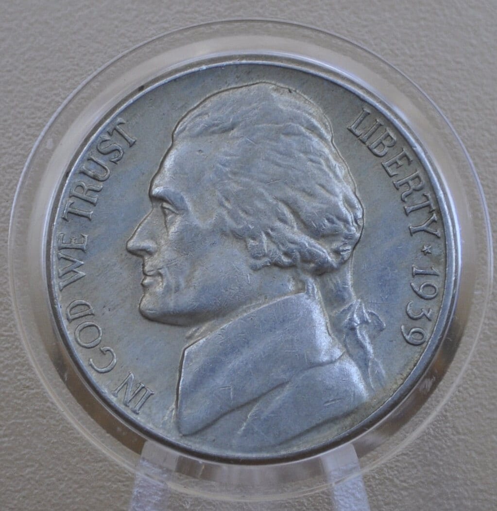 1939 Jefferson Nickel - Choose by Grade, Circulated to MS60 (Uncirculated) - Philadelphia Mint - 1939 P Jefferson Nickel BU