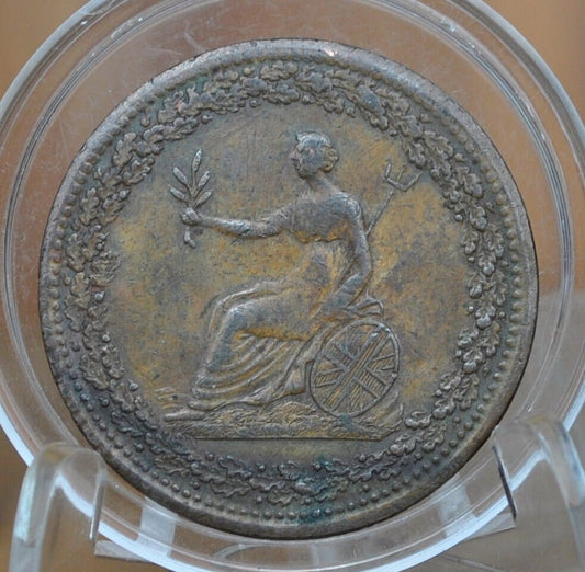 1815 Canadian Half Penny Bank Token - XF (Extremely Fine) Condition - Seated Britannia, Spread Eagle Canada Bank Token 1815