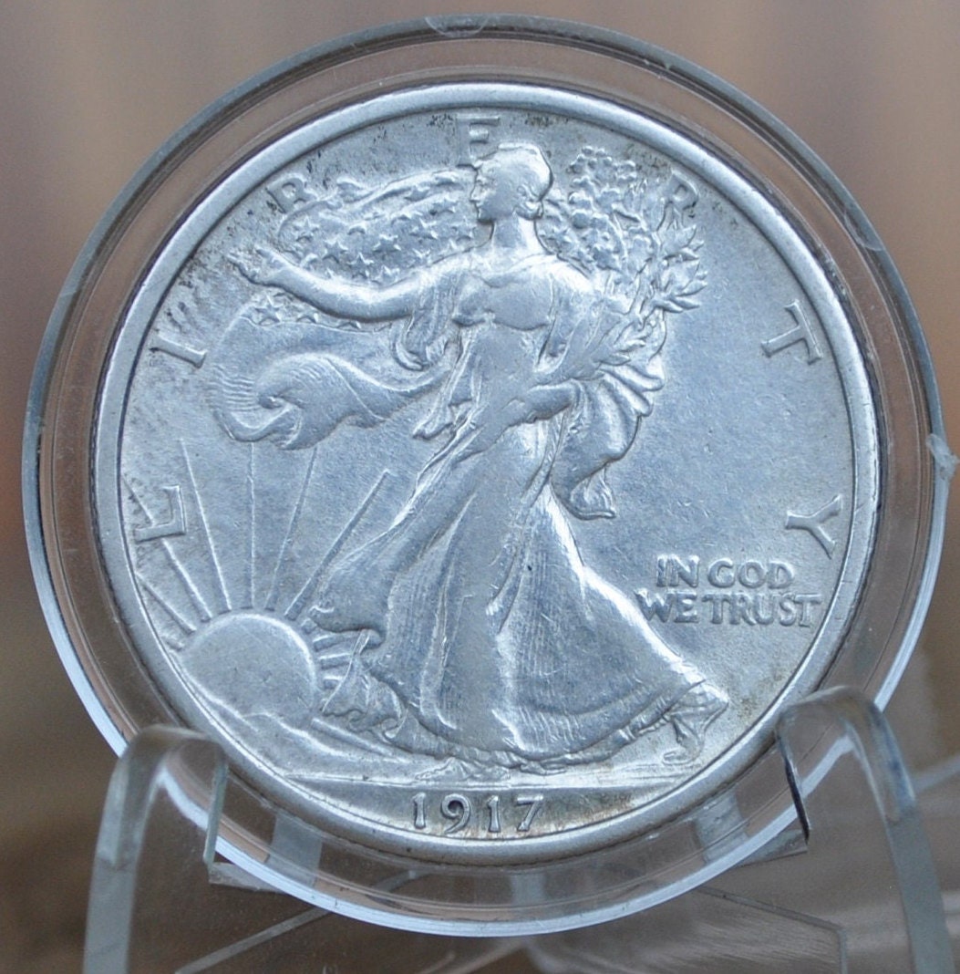 1917 Walking Liberty Silver Half Dollar - AU (About Uncirculated) - Philadelphia Mint - 1917-P Walking Liberty Half Dollar 1917 WLH