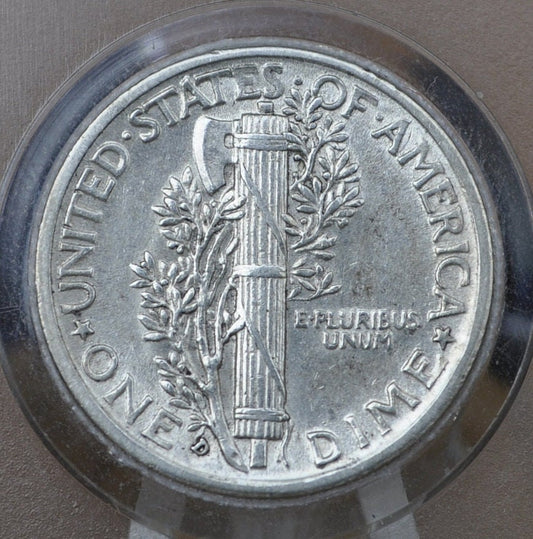 1938-D Mercury Dime - AU (About Uncirculated) Grade / Condition - Denver Mint - Silver Dime - 1938 D Winged Liberty Head, Great Luster