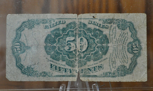 Fifth Issue 50 Cent Fractional Note 1875 - Worn Condition - 5th Issue Fifty Cent Note Fractional Note Fr1381, Authentic