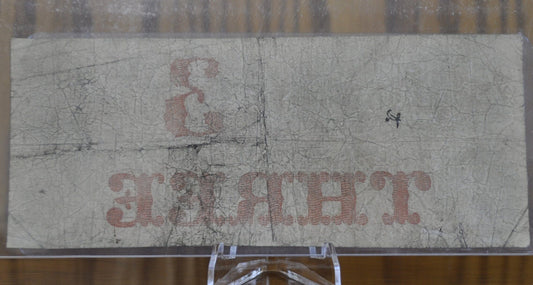 1860 The Sanford Bank 3 Dollar Paper Banknote, Sanford ME - F Condition -Rarer Find, Obsolete Currency - Three Dollar Note 1860 Sanford ME