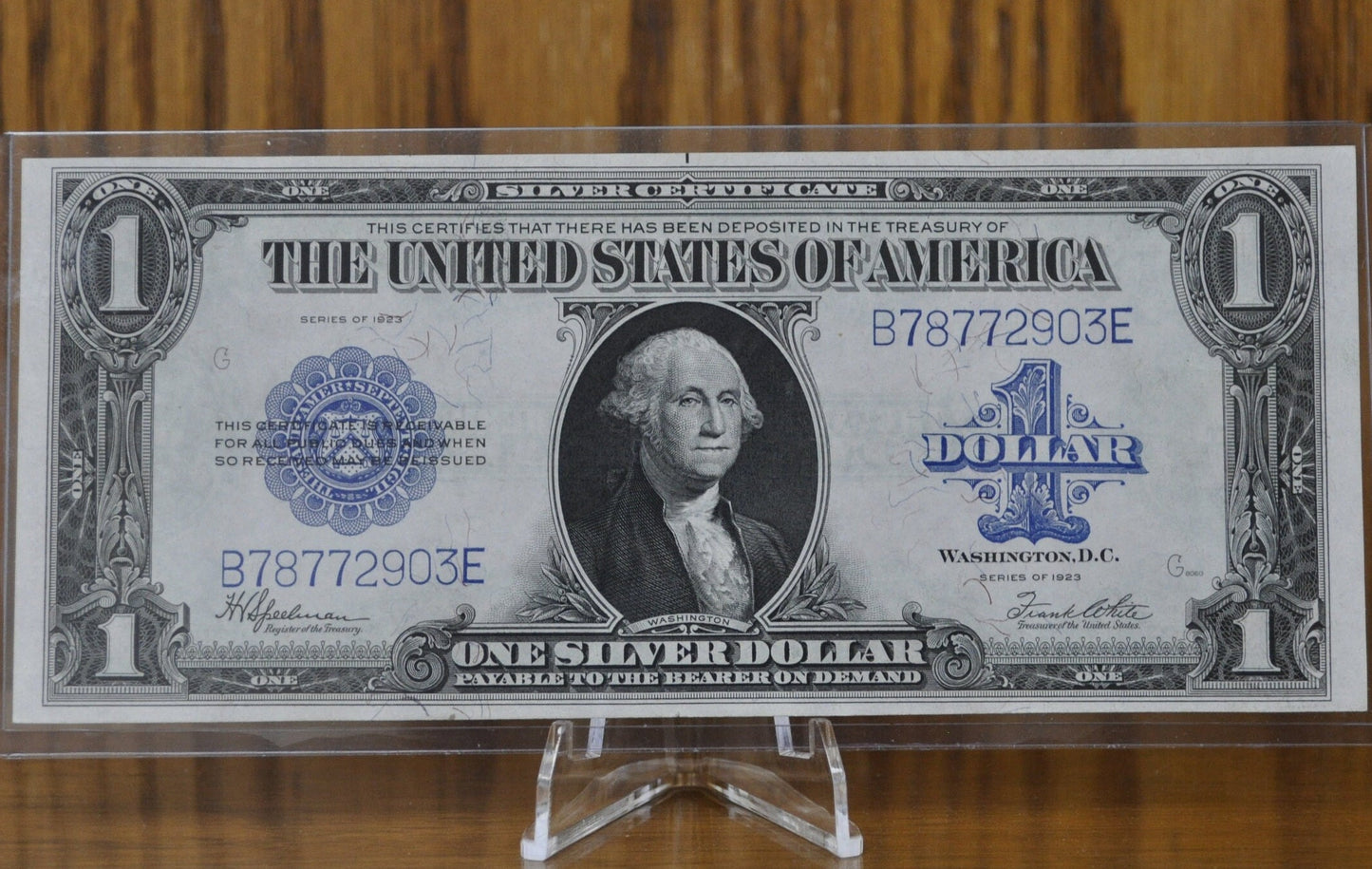 1923 Silver Certificate Horseblanket Note 1 Dollar Bill - CU (Uncirculated) - Crisp, Clean, Blue Seal - 1923 Silver Cert - Fr.237