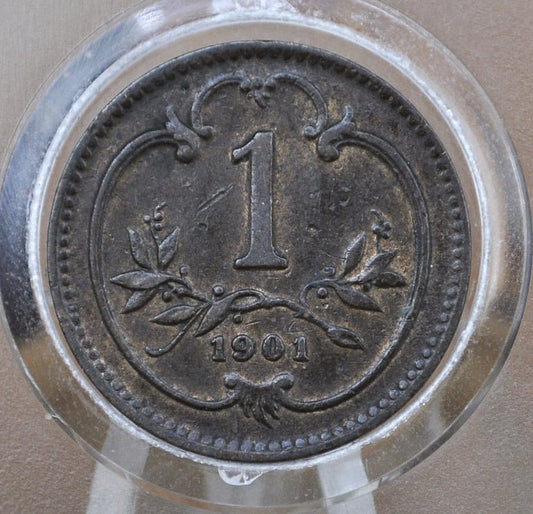 1800s - 1900s 1 and 2 Heller Austrian Coins - XF (Extremely Fine) Details / Conditions - Austria Franz Joseph I 1908 Two Heller