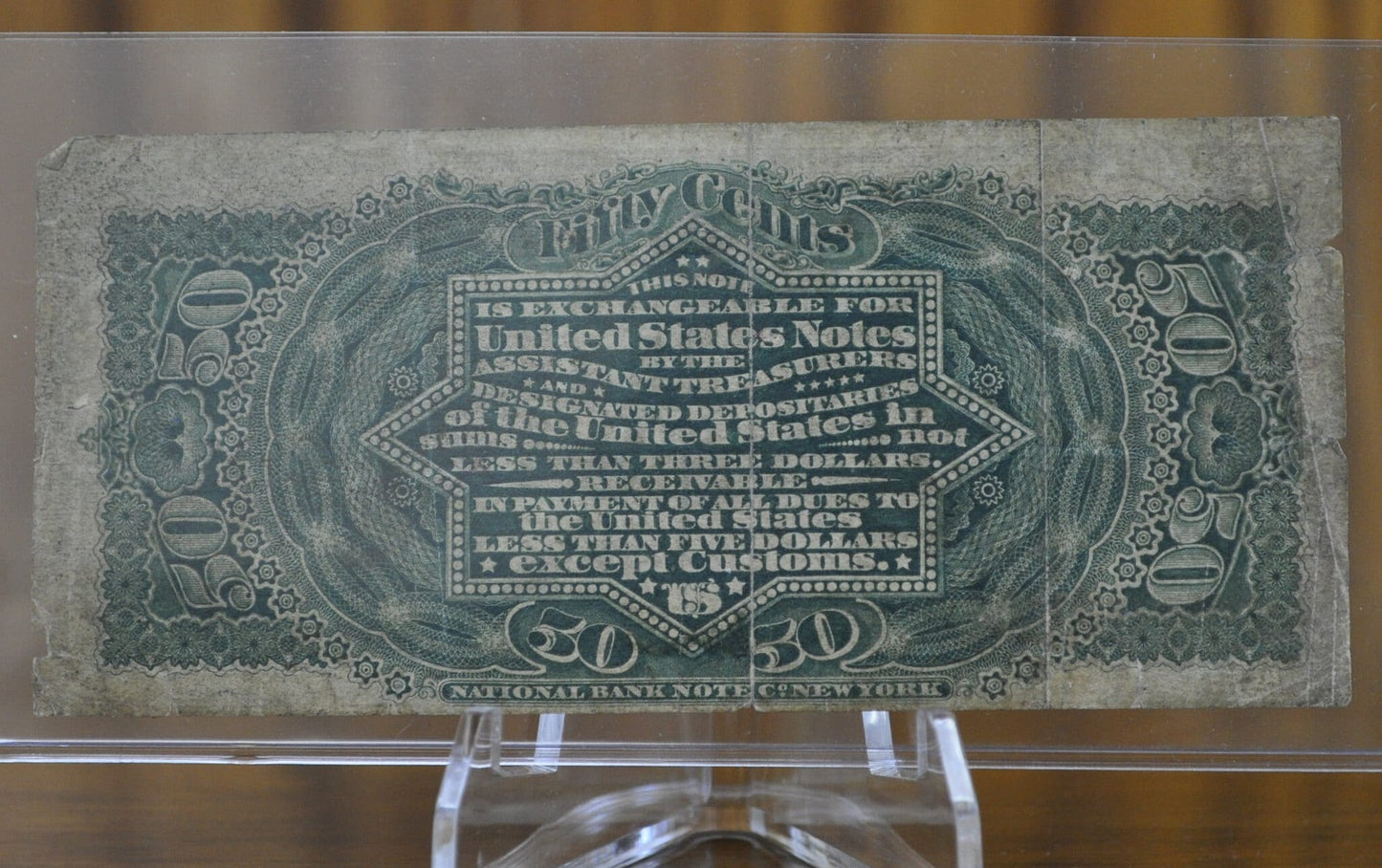 4th Issue 50 Cent Fractional Note 1863 Lincoln Note - Fine Condition - Fourth Issue Fifty Cent Note Fractional Note Fr1374, Authentic