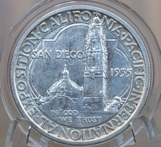 Authentic 1935-S San Diego Silver Commemorative Half Dollar - AU (About Uncirculated) California Pacific International Exposition 1935S Half