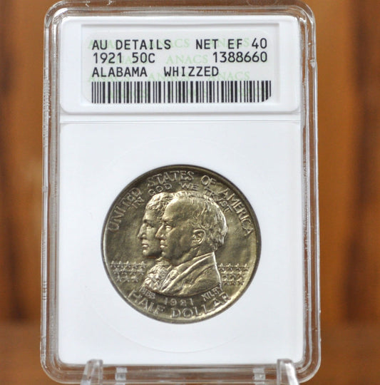 Authentic 1921 Alabama Half Dollar Commemorative Half Dollar - AU58 (About Uncirculated) - Alabama Centennial Half 1921, Original