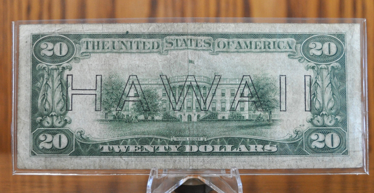 1935 20 Dollar Hawaii Overprint FRN - VF (Very Fine) Grade - 1935 Hawaii Series Twenty Dollar Brown Seal - 1934 Hawaii Overprint Fr2304
