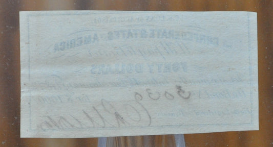 1861 40 Confederate Civil War 1000 Dollar Bond Coupon - Excellent Condition - Civil War Bond Coupon - Confederate Note 1861
