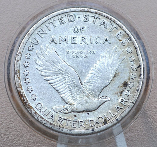 1917 Type 1 Standing Liberty Quarter - AU (About Uncirculated), Beautiful Detail and Luster - 1917 Standing Liberty Quarter Type 1