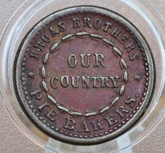 1863 Civil War Token - United We Stand - About Uncirculated - High Grade, Store Card Reverse - Patriotic CWT