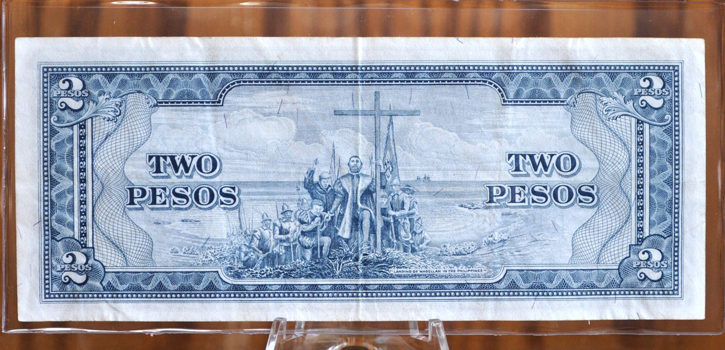 1949 Philippines 2 Peso Banknote - AU Grade / Condition - Two Pesos Philippines Post-WWII, Pick Number 134