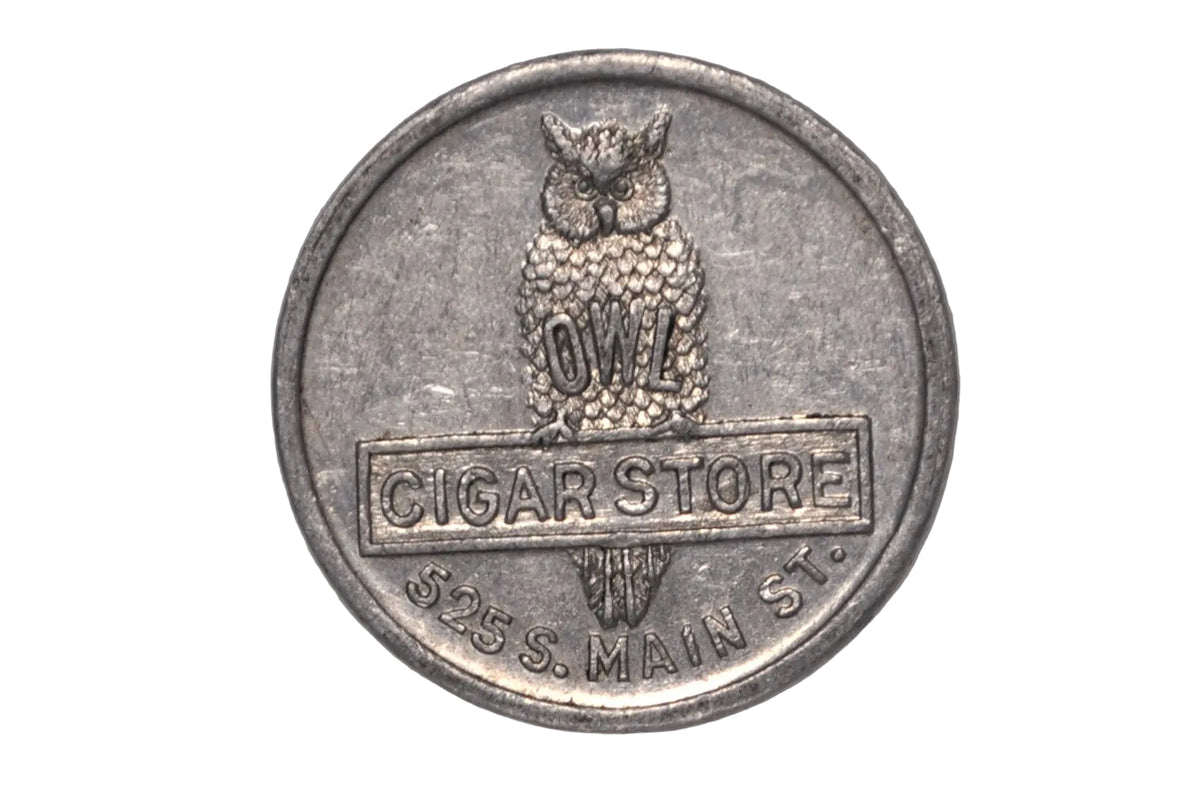 Vintage Owl Cigar Store 10 Cent Trade Token 525 S. Main St. - Collectible Owl Cigar Store Token