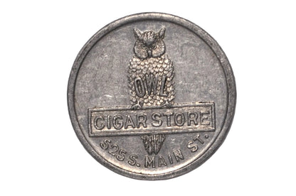 Vintage Owl Cigar Store 10 Cent Trade Token 525 S. Main St. - Collectible Owl Cigar Store Token