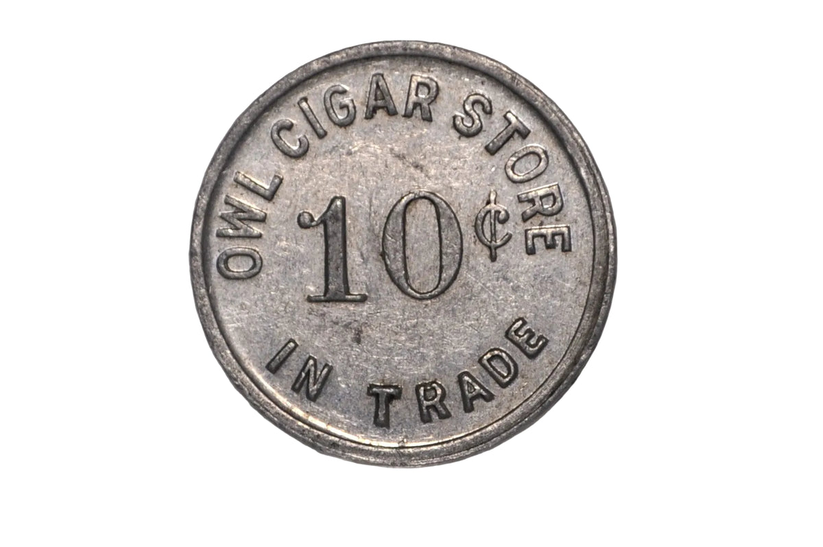 Vintage Owl Cigar Store 10 Cent Trade Token 525 S. Main St. - Collectible Owl Cigar Store Token