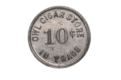 Vintage Owl Cigar Store 10 Cent Trade Token 525 S. Main St. - Collectible Owl Cigar Store Token