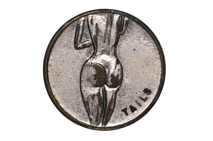 Vintage "Heads/Tails" Adult Novelty Token - Adult "Peep Show" Style Silver-Tone Token