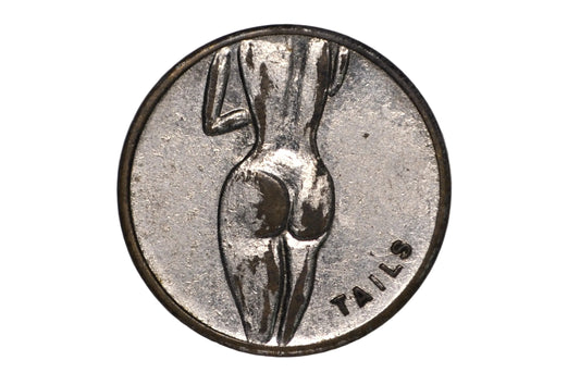 Vintage "Heads/Tails" Adult Novelty Token - Adult "Peep Show" Style Silver-Tone Token